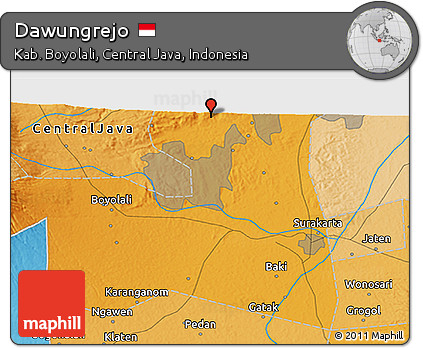 Political 3D Map of Dawungrejo