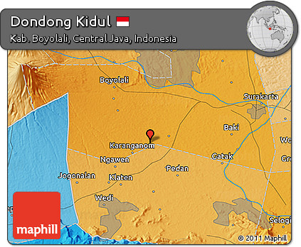 Political 3D Map of Dondong Kidul