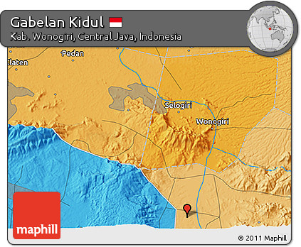Political 3D Map of Gabelan Kidul