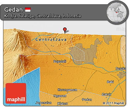 Political 3D Map of Gedan