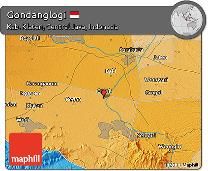 Political 3D Map of Gondanglogi