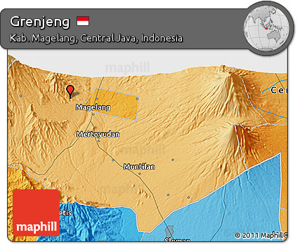 Political 3D Map of Grenjeng
