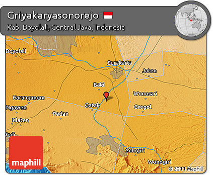 Political 3D Map of Griyakaryasonorejo
