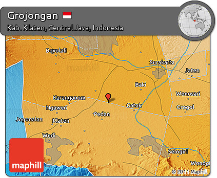 Political 3D Map of Grojongan