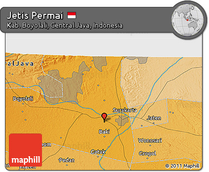 Political 3D Map of Jetis Permai