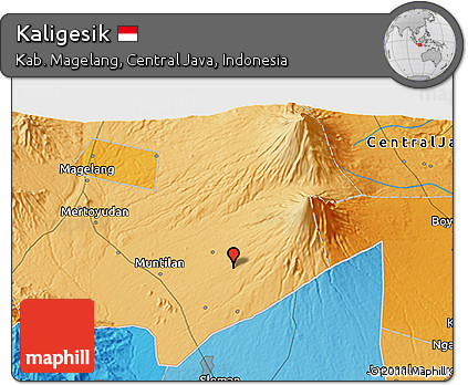 Political 3D Map of Kaligesik