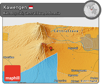 Political 3D Map of Kawengen
