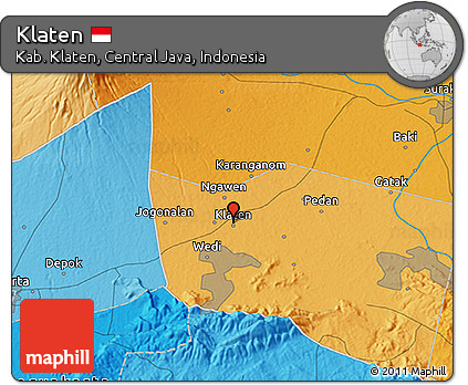 Political 3D Map of Klaten