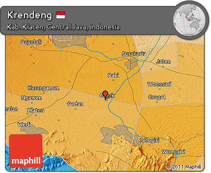 Political 3D Map of Krendeng