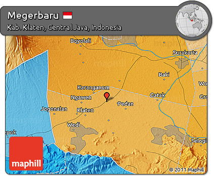 Political 3D Map of Megerbaru