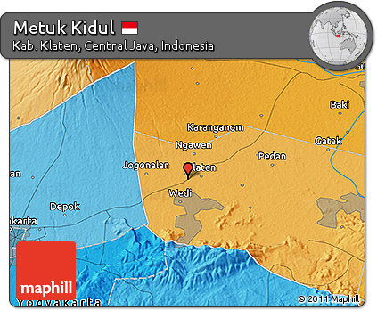 Political 3D Map of Metuk Kidul