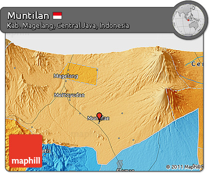 Political 3D Map of Muntilan