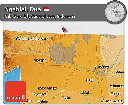 Political 3D Map of Ngablak Dua
