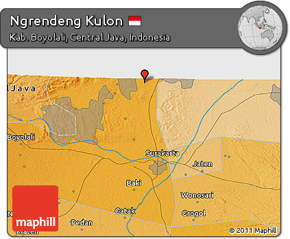 Political 3D Map of Ngrendeng Kulon