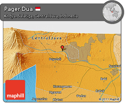 Political 3D Map of Pager Dua