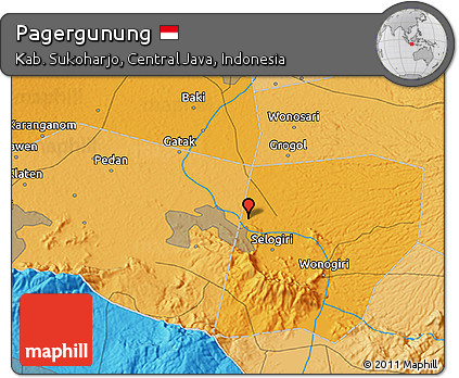 Political 3D Map of Pagergunung