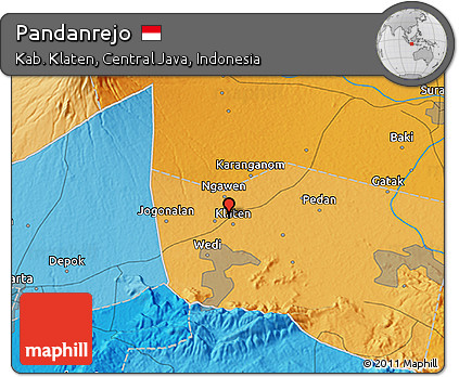 Political 3D Map of Pandanrejo