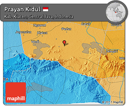 Political 3D Map of Prayan Kidul