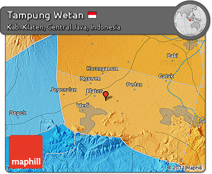 Political 3D Map of Tampung Wetan
