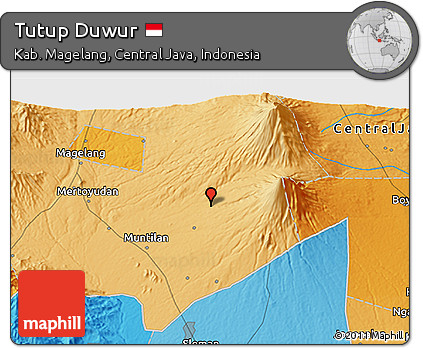 Political 3D Map of Tutup Duwur