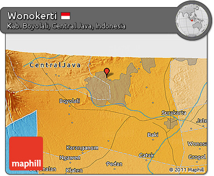 Political 3D Map of Wonokerti