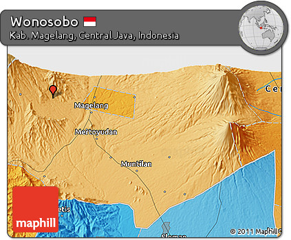 Political 3D Map of Wonosobo