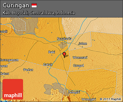 Political 3D Map of Curingan