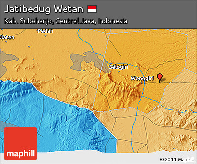 Political 3D Map of Jatibedug Wetan