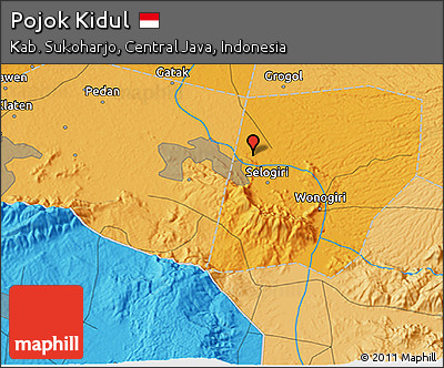 Political 3D Map of Pojok Kidul