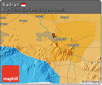 Political 3D Map of Badran