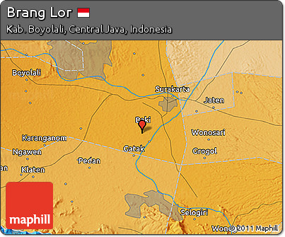 Political 3D Map of Brang Lor