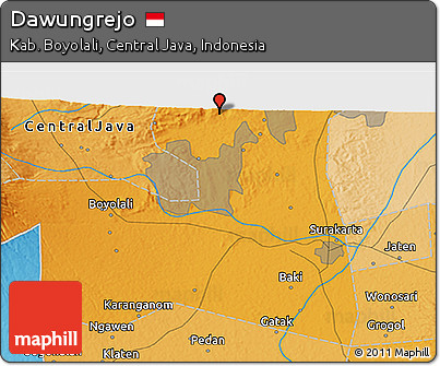 Political 3D Map of Dawungrejo