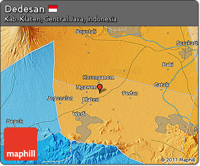 Political 3D Map of Dedesan