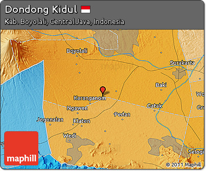 Political 3D Map of Dondong Kidul