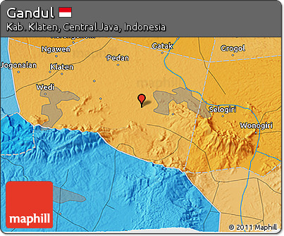 Political 3D Map of Gandul