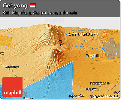 Political 3D Map of Gebyong