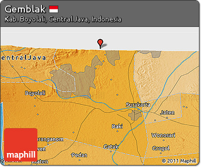 Political 3D Map of Gemblak
