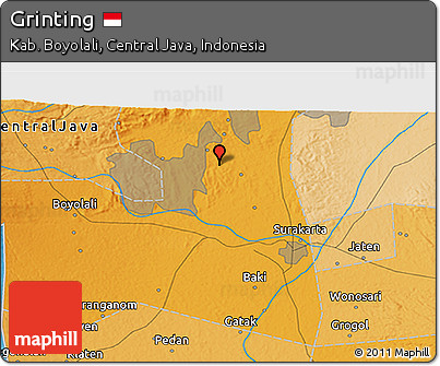 Political 3D Map of Grinting
