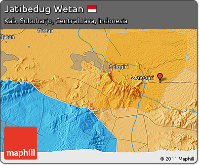 Political 3D Map of Jatibedug Wetan