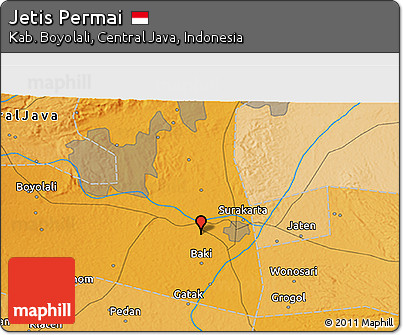 Political 3D Map of Jetis Permai