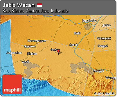 Political 3D Map of Jetis Wetan