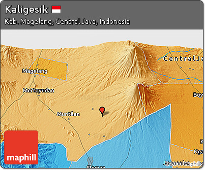 Political 3D Map of Kaligesik