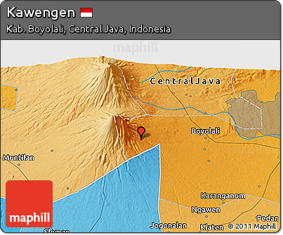 Political 3D Map of Kawengen
