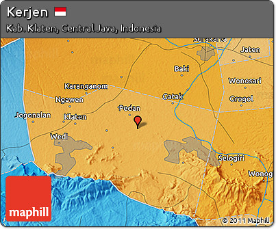 Political 3D Map of Kerjen