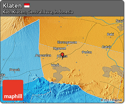 Political 3D Map of Klaten