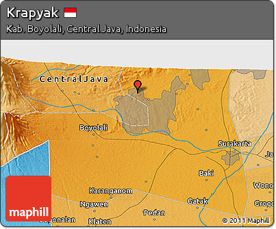 Political 3D Map of Krapyak