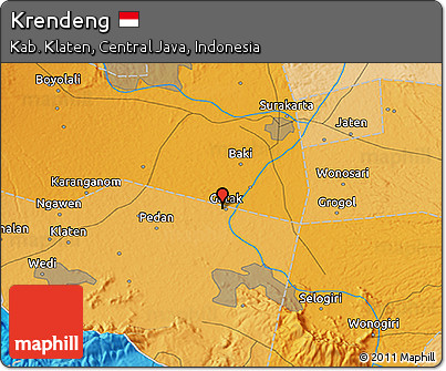Political 3D Map of Krendeng