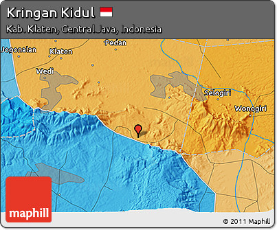 Political 3D Map of Kringan Kidul