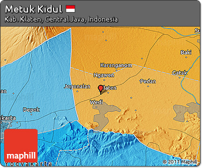 Political 3D Map of Metuk Kidul