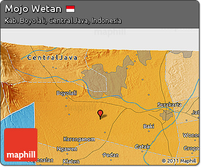 Political 3D Map of Mojo Wetan